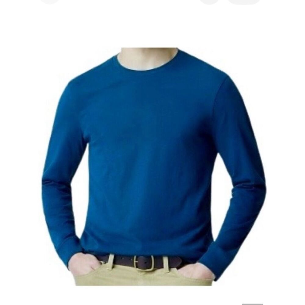 J Crew Crew Neck Washed Long Sleeve Tee in Blue Men’s M